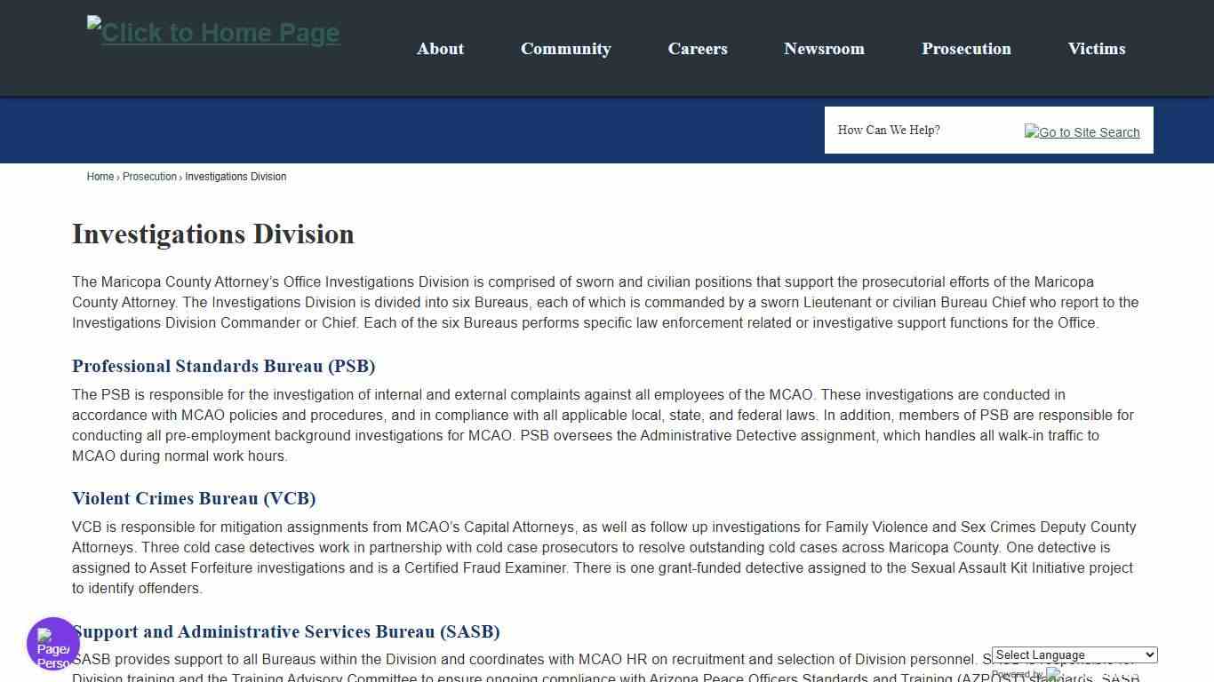 Investigations Division Maricopa County Attorney's Office, AZ